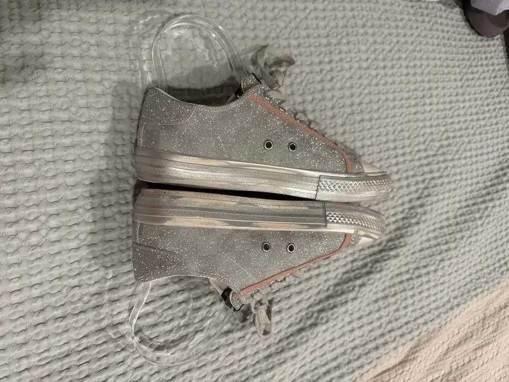 Vintage Havana Alive Silver Glitter Checkerboard Low Top Sneakers Size 7